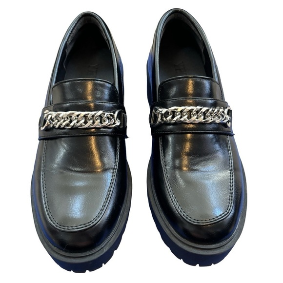 Yetier Black Chunky Heel Round Toe Slip On Chain Y2K Loafers Academia 5.5 - Picture 8 of 12
